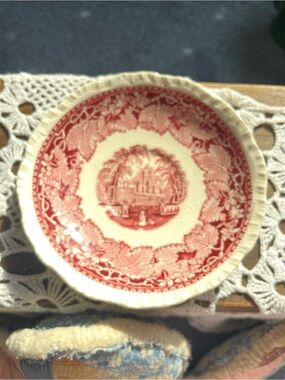 Red and Cream Transferware Decorative plate